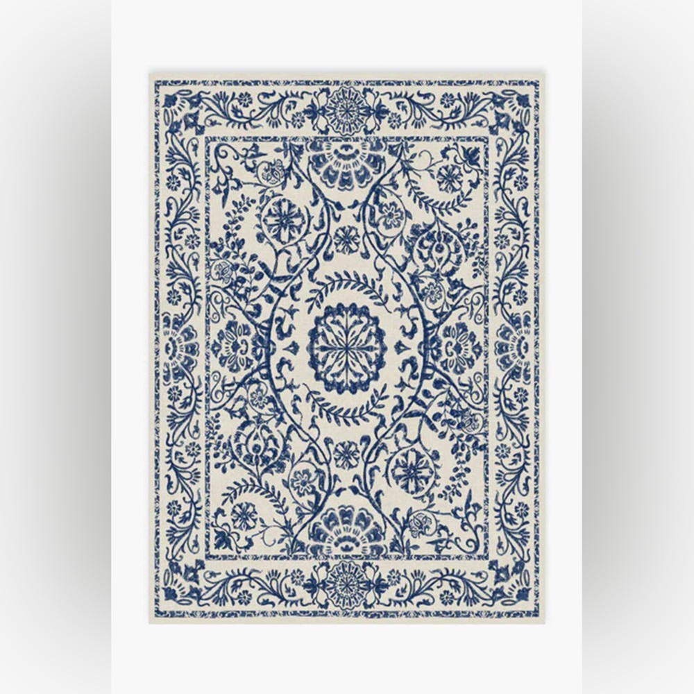 Ruggable 8' x 10' 8x10 DELPHINA DELFT Washable Rug Cover Only NO PAD Blue White